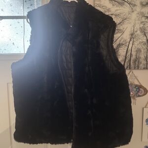 Women's Black Faux Fur Vest